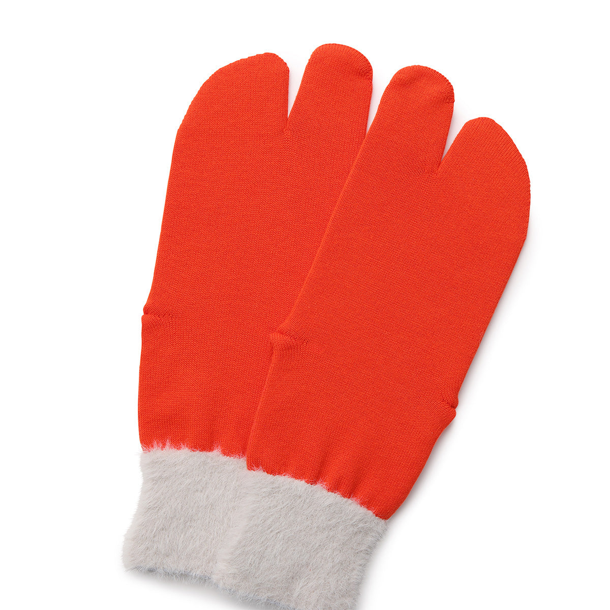 ONE/F フワモコタビソックス　オレンジ/ライトグレー