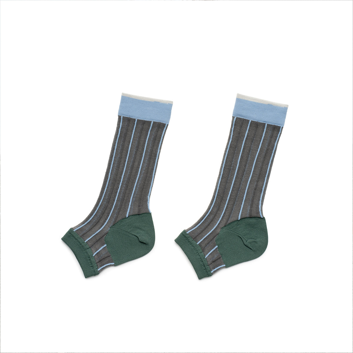 STRIPED SHEER LEGGING SOCKS BLUE