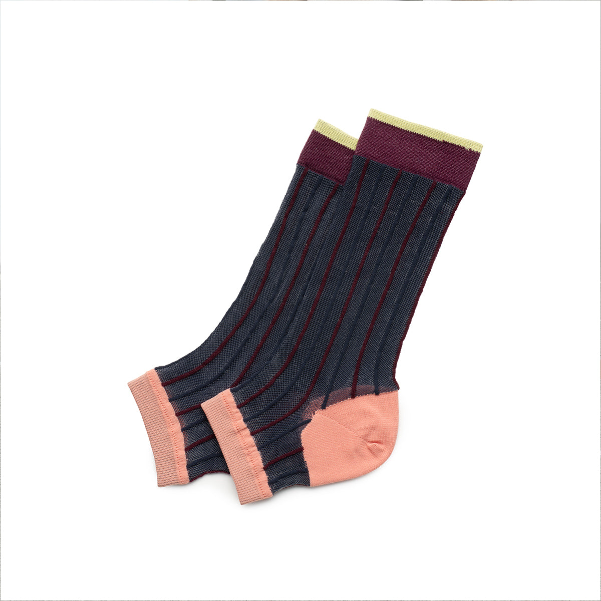 STRIPED SHEER LEGGING SOCKS WINE