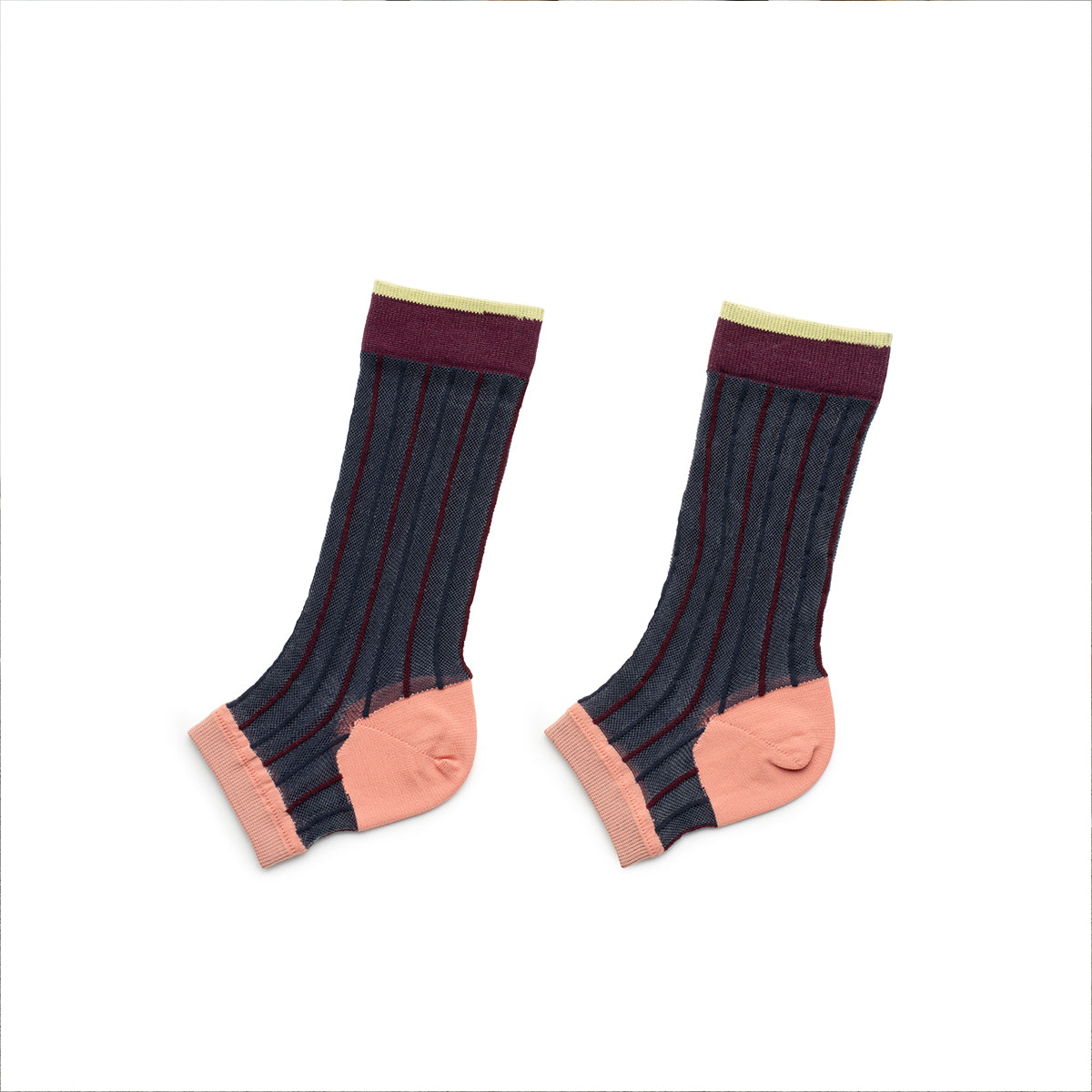 STRIPED SHEER LEGGING SOCKS WINE